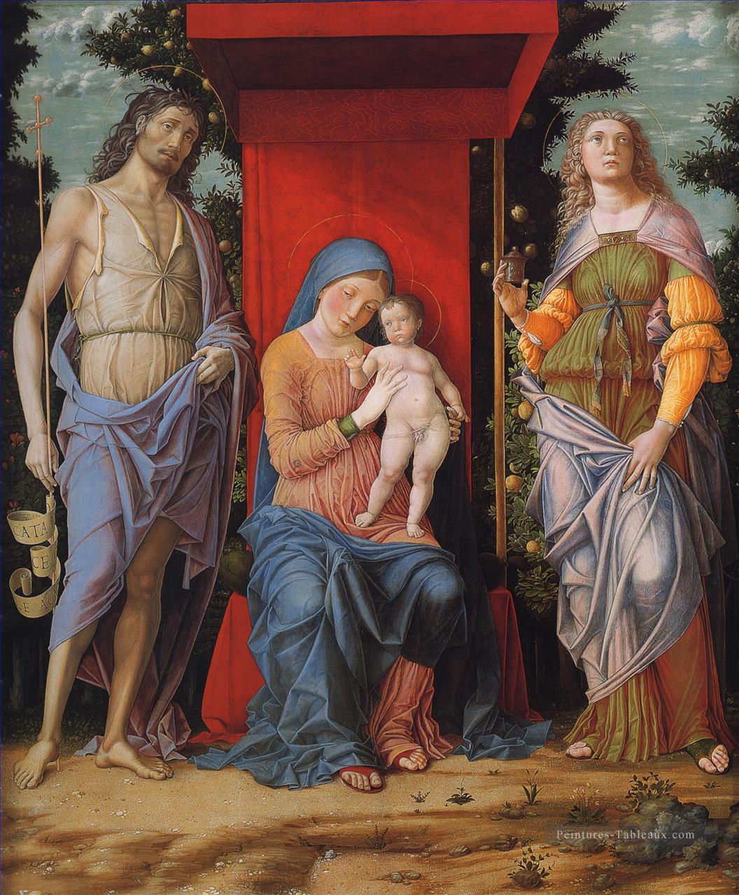 Vierge à l’Enfant avec la Madeleine et Saint Jean Baptiste Renaissance peintre Andrea Mantegna Peintures à l'huile